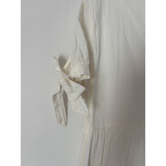 Madewell Dress Medium Aline Tiered White Cotton Short Sleeve Boho - Picture 9 of 9